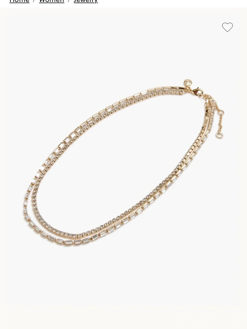 J. Crew Factory Gold Double Strand Crystal Tennis Necklace